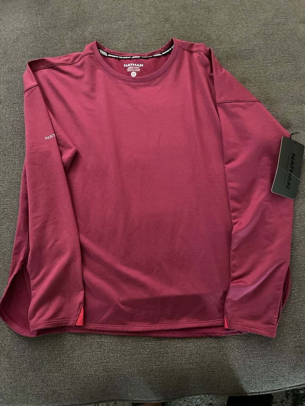 Nathan Versa Long Sleeve Size S Maroon Active Top
